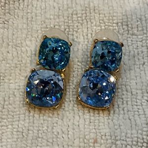 FUN BLUE GLASS DANGLE EARRINGS